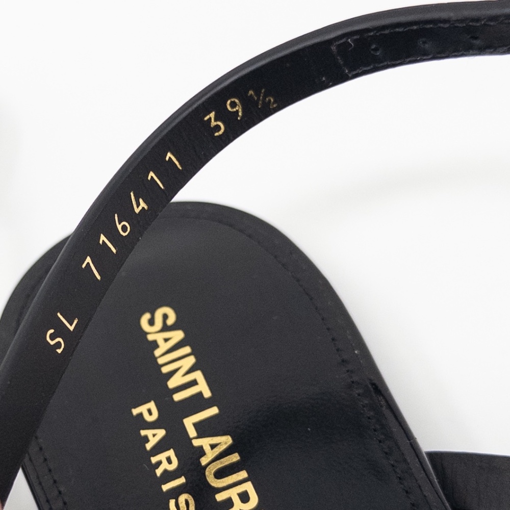 Saint Laurent Cassandra YSL Strass Medalian Flat Sandals EU 39.5 US 9.5 - Picture 4 of 8